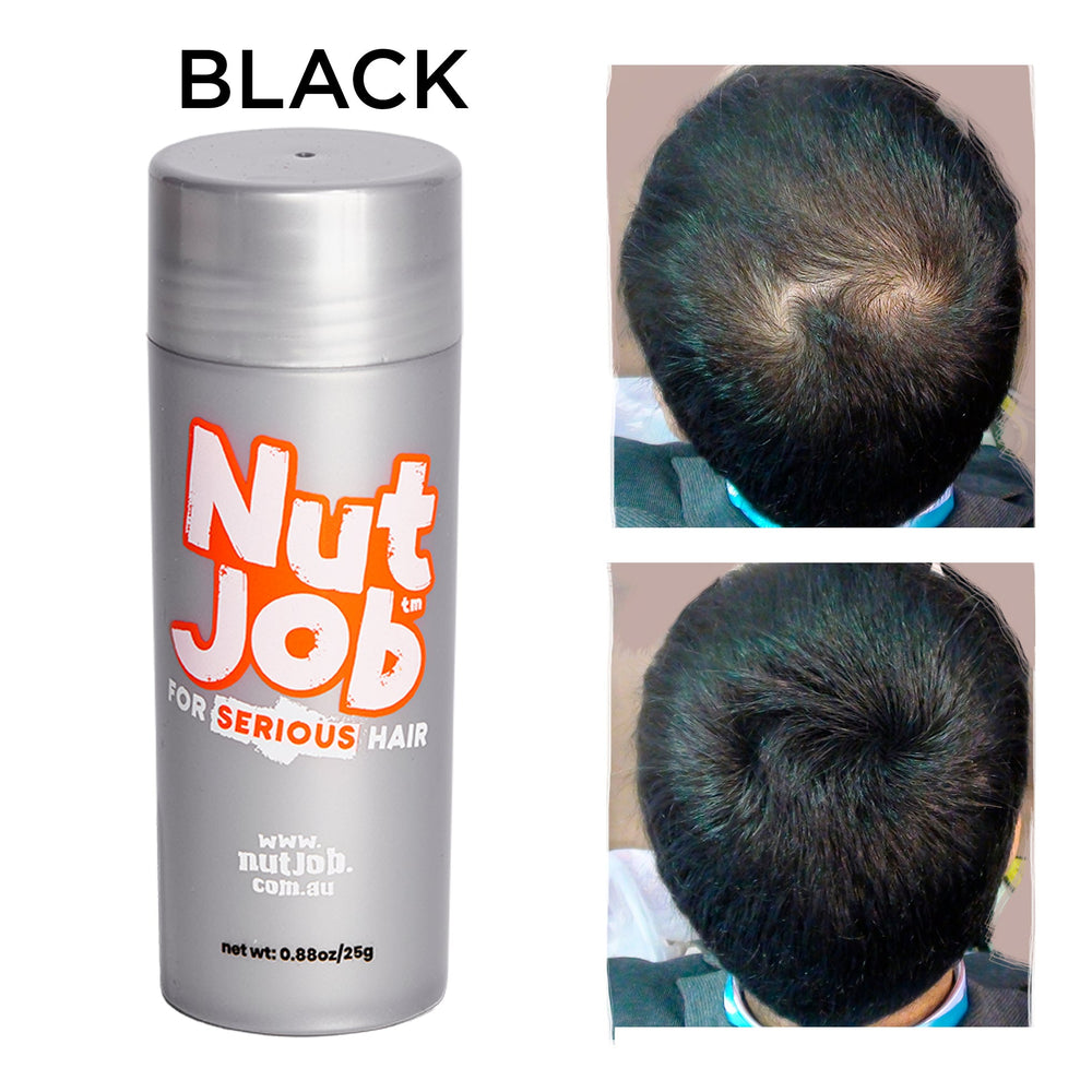 Hair Thickening Fibres for Hair Loss 25g - Nut Job Hair Building FibresBlack